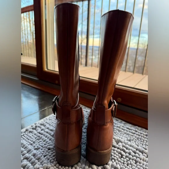 10022 shoes,Saks Fifth Ave, made in Italy, Moto style tan leather boots, EUC 39 - Picture 4 of 15